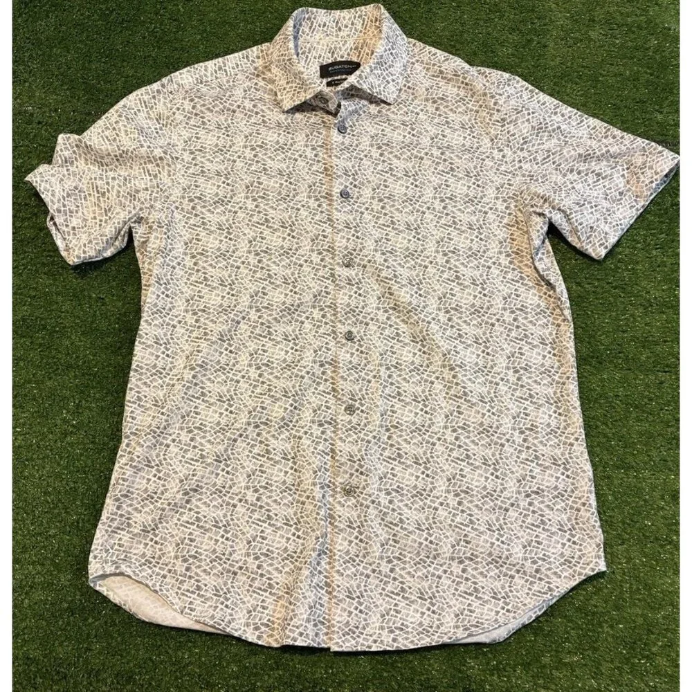 Bugatchi shirt mens medium white black ooohcotton tech lighweight pockets 46 - Picture 4 of 10
